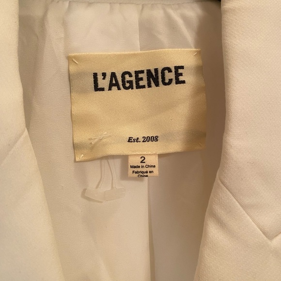 L’AGENCE Marine White Nautical Cropped Blazer Jacket with Striped Sleeves US2 - Picture 11 of 14